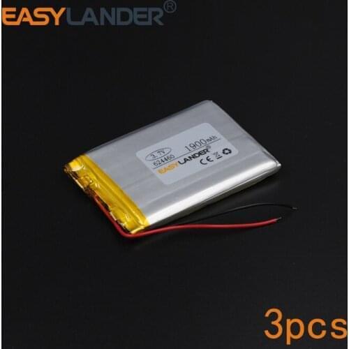 3pcs/Lot 3.7V 1900mAh Rechargeable li Polymer Li-ion Battery For MP3 Mp4 PAD DIY bluetooth GPS Vedio Tablet PC mobile 624460