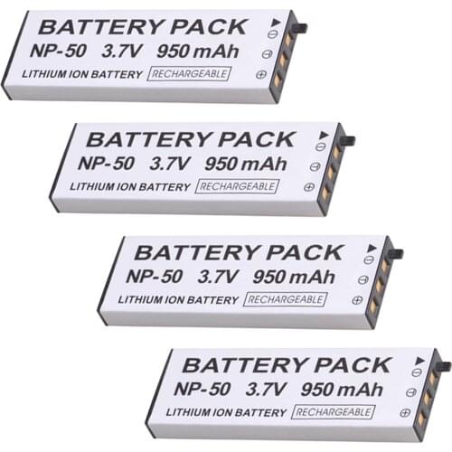 4Pcs 950mAh NP-50 NP50 Battery for Casio Exilim EX-V7, EX-V7R, EX-V8, EX-V8SR cameras Batteries