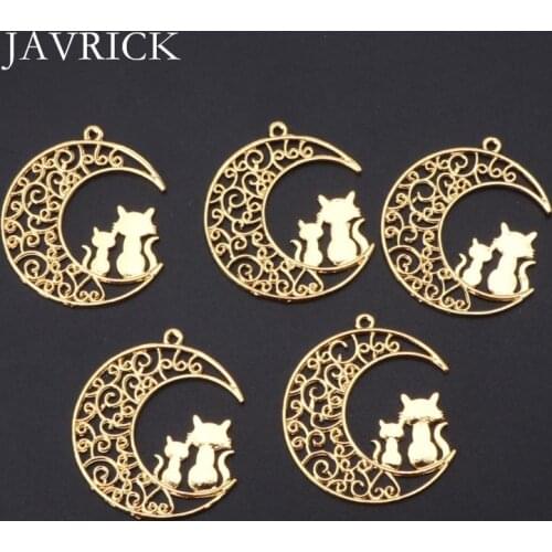 5Pcs Cat On Moon Blank Resin Frames Pendant Bezel Setting Resin Craft Tool DIY Pendant Accessories Jewelry Making Tool