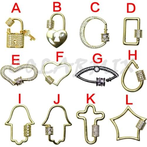 5pcs Multi kinds Bolt lock pendants carabiner pendants jewelry accessories zircon clasp charm for jewelry making 50973