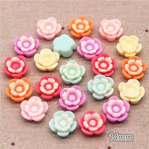 50pcs 14mm Mix Colors Resin Plum Flower Flatback Cabochon DIY Home Decoration/Hair Clip Accessories