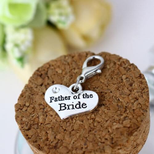 Father Of The Bride Heart crystal Key Chains Ring Charm Souvenirs Keyring men Dad jewelry Wedding Keychain