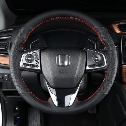 For Honda CRV CR-V 2017 2018 2020 Steering Wheel Cover DIY Hand-stitched Leather Steering Wheel Handle Set Interior Modification