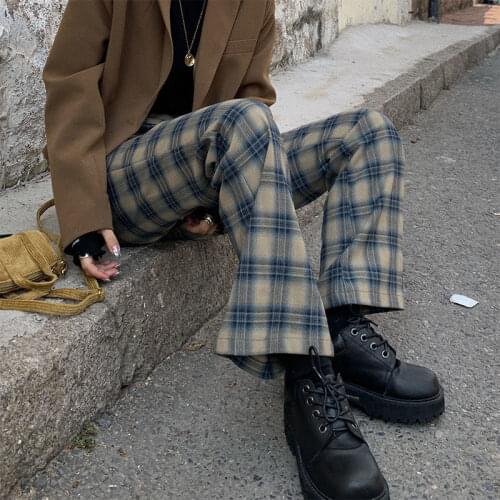 Estceque Women's Plaid Trousers