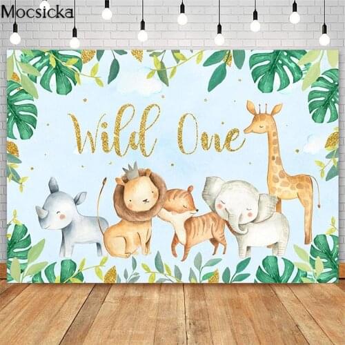 Wild One Theme Backdrop for Jungle Safari Boy Birthday Party Decoration Banner Forest Animals Baby Shower Background Banner