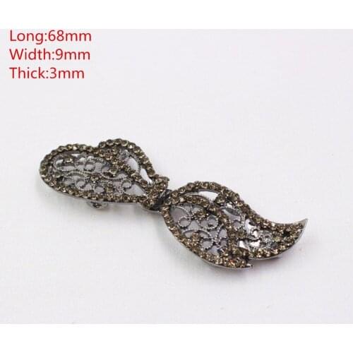 1651834,1pair/Lot 9x68mm Rhinestone inlaid metal buttons flower Clothing accessories Jewelry Accessories diy