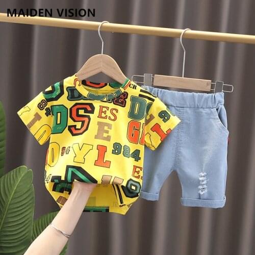 Baby Girls Outfit Suit fashion Children Summer Cotton Kids boys Clothes Sets Cartoon letter T-Shrit+Shorts 1 2 3 4 5 Years