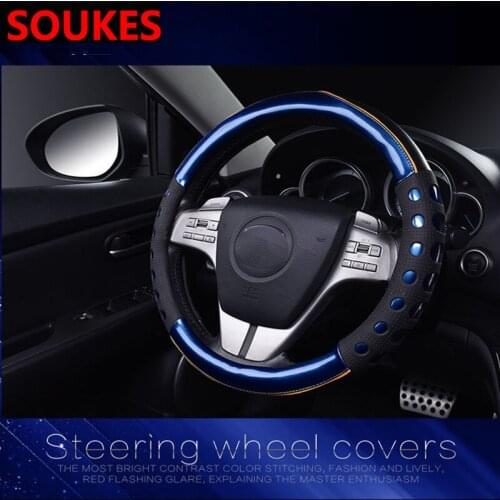 Colorful Curtain Leather Car Steering Wheel Covers For Volkswagen VW Polo Passat B5 B6 CC Golf 4 5 6 7 Touran T5 Tiguan Bora