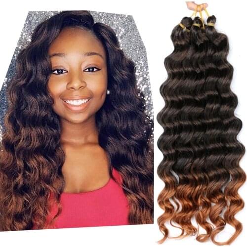 Belle Show 20" Culy Crochet Hair Fretress Deep Wave Twist Crochet Braids Dark Brown Ocean Wavy Synthetic Braiding Hair Extension