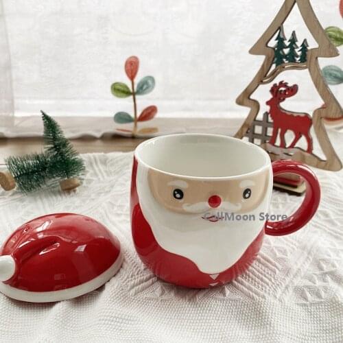 401-500ml Creative Ins Christmas Cup Microwavable Cup Christmas Santa Claus Cute Cartoon Ceramic Mug Cute Cartoon Mug Milk Cup