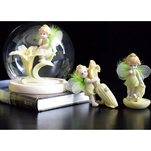 Creative Angel Flower Fairy miniature figurine Resin Products Kids Cake Car Decoration Fairy Garden Landscape Home Decoration
