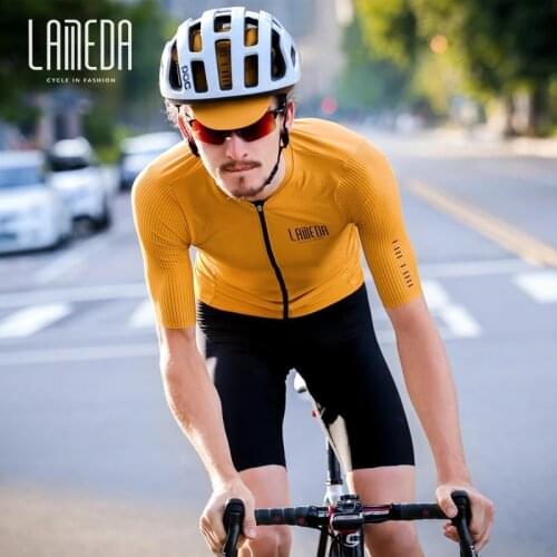 LAMEDA 2021 Professional Cycling Jersey Men Tight-fitting Mtb Bike Shirt Short Sleeve MTB Road Bike Reflective Breathable Mounta