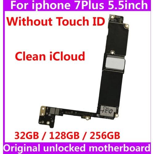 For Apple A10 IOS system 100% Original motherboard without touch ID for iphone 7Plus 7 Plus 32GB 128GB 256GB unlocked mainboard
