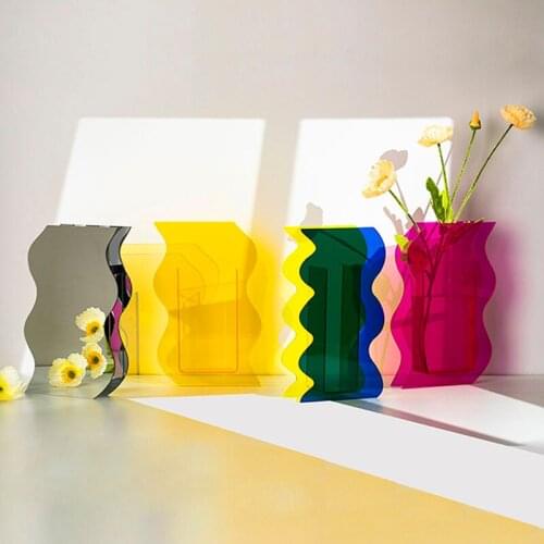 Lovely Transparent Acrylic Vases Flower Floral Container Creative Design Wedding Party Decorative Centerpieces Home Office Decor