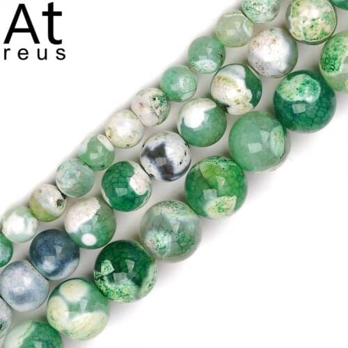 Fire Dragon Style Green Vein Agates Natural Stone 6,8,10mm Loose Beads for Jewelry Making Pendant Accessories DIY Bracelet