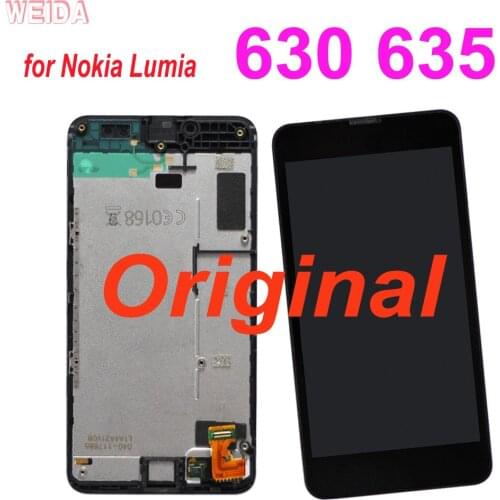 Original For Nokia Lumia 630 635 LCD Display Touch Screen Digitizer with frame Assembly without frame For Nokia Lumia 630 LCD