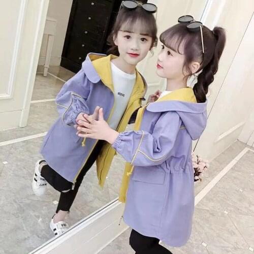 Autumn Warm Girls Jackets For Girls Casual Hooded Coats Purple Baby Girls Jackets Kids Girls Outerwear Spring Children Girl Coat