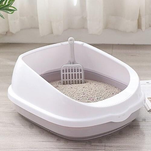 Pet Cat Toilet Semi-Enclosed High Fencedetachable Cat Litter Box Cat Toilet Dog Tray Clean Scoop Home Plastic Sand Box Supplies