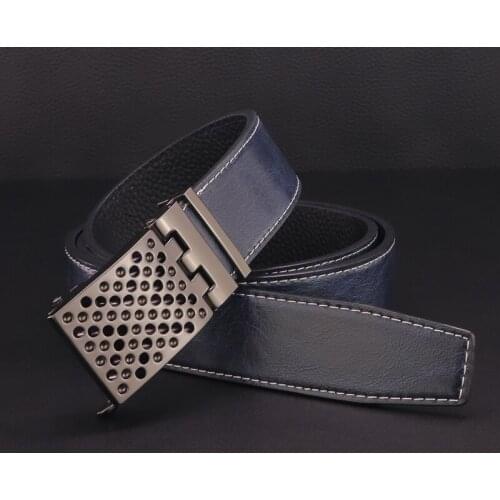 High Quality balck Automatic buckle belt men brand designer genuine leather luxury fashion Cowskin casual ceinture homme