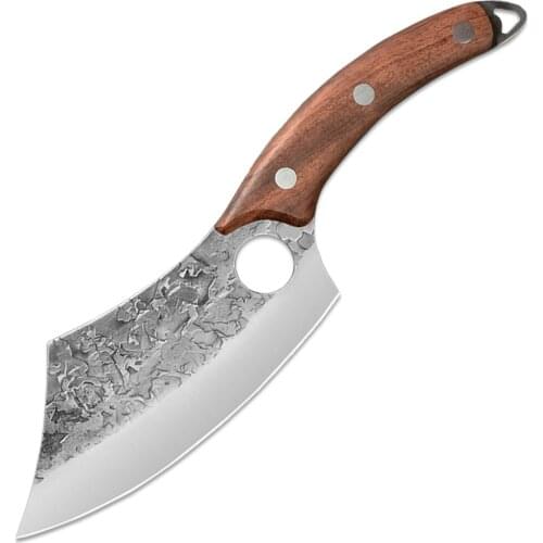 Serbian Boning Knife Kitchen Stainless Steel Full Tang Sharp Razor Cleaver Slicing Chef Knives Cooking Tool With Wooden Handle