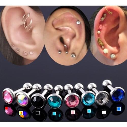 1.2*6mm CZ Gem Ear Tragus Helix Bar Cartilage Piercing Top Upper Ear Earring Pircing Stud Labret Body Jewelry Piercing