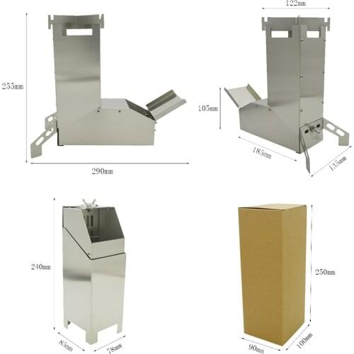 Foldable Wood Burning Camping Rocket Stove Tent Heater For Backpacking BBQ