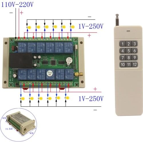 Sleeplion 300M 220V Receiver 12 CH Switch Controller Transmitter Remote Control 220V 12Channel Switch RF Wireless For LED Light