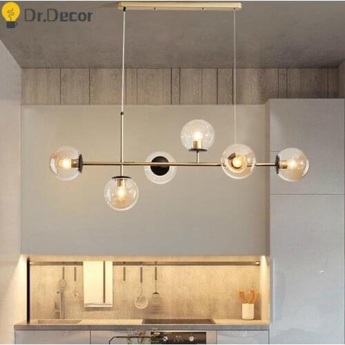 Nordic Glass LED Pendant Lights Lighting Modern Simple Pendant Lamp for Living Room Dining Room Hanging Lamps Bedroom Decoration