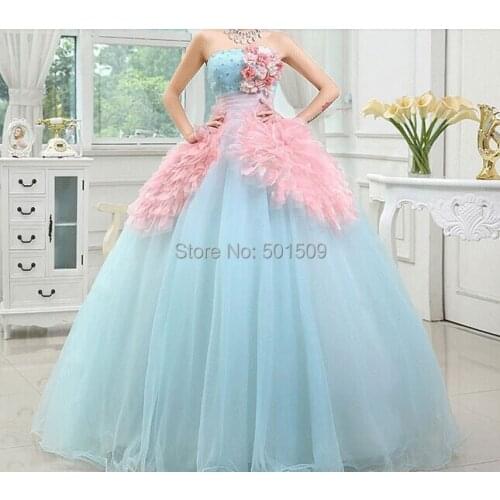 Rhinestone light blue pink wing medieval dress Renaissance gown princess Costume Victorian Marie Antoinette/Colonial Belle Ball