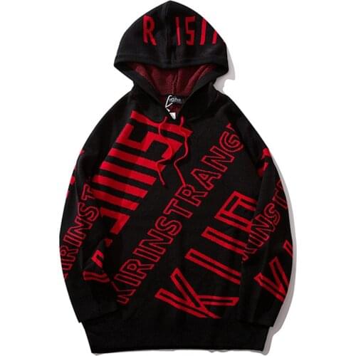 Autumn Hip Hop Couples Sweater Men Hooded Knitted Sweater Mens Letter Oversize Sweaters Coat Mens Embroidered Jumper Clothing