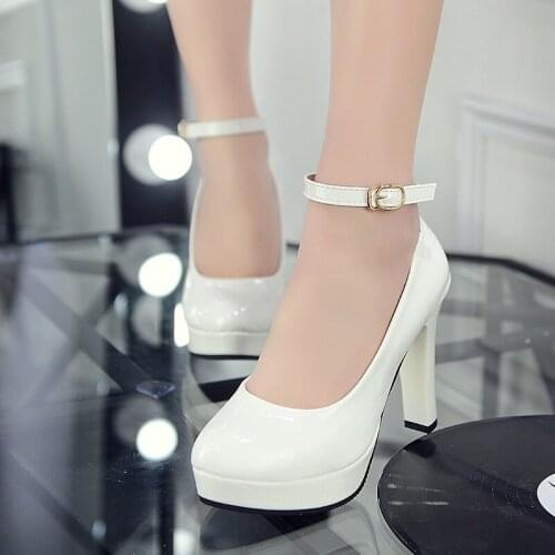 2020 patent leather high heel professional OL waterproof platform shallow mouth single shoes womens shoes high-heeled shoes