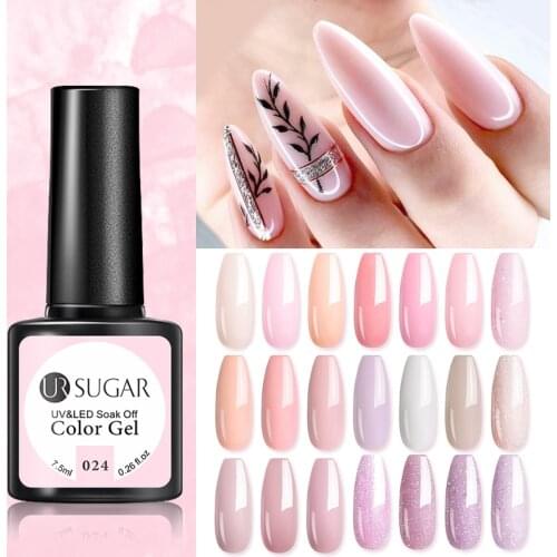 UR SUGAR Nude Pink Gel Nail Polish 7.5ml Nail Polish All For Manicures UV Semi Permanent Gel Varnishes Need Base Top Coat