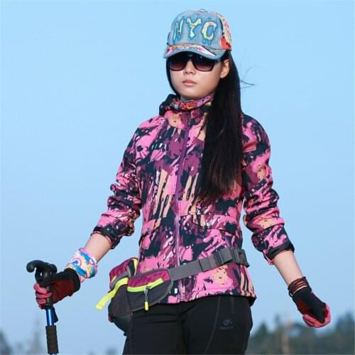 WWKK 2020 Camouflage Fashion Women Hiking Jacket Waterproof New Breathable Protection Coats Outdoor Sport Hoodies Zipper Jackets