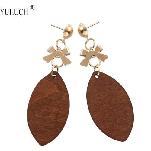 YULUCH 2018 3 Colors Wood Earings Drop Shape Butterfly Earrings For Woman Lady Girl Fashion Jewelry Party gift and Wedding gift