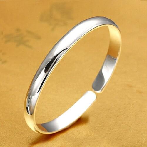 YSH006 New Imperial Concubine 999 Sterling Silver Bangles Simple Noble Smooth Opening Womens Silver Bracelet
