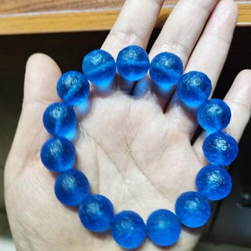 1pcs Matte Sky Blue Energy Crystal Beads Meteorite Glass Round Beads for Jewelry Making DIY Charm Bracelets Healing