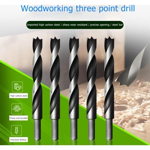 10pcs High Carbon Steel Straight Shank Twist Three Brad Point Drill Bit Wood Punch Drilling Woodworking Stock Wood Cutting Tool