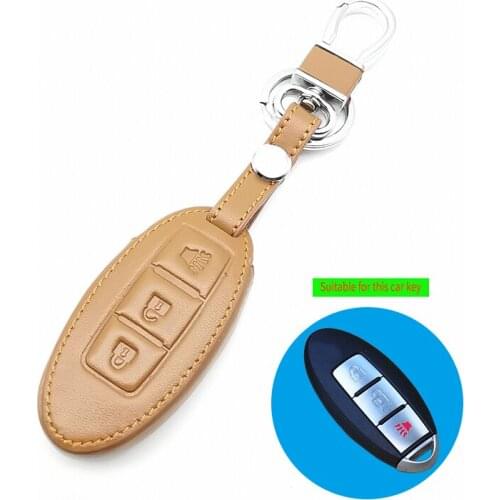 3 Buttons Leather Key Remote Case Cover For Nissan X Trail-370Z Cube Micra Sheet Tiida Qashqai Juke Cube Search Versa