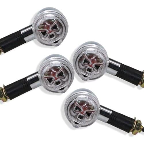 4 x Black Skeleton Skull Turn Signals Lights for harley Suzuki Intruder Boulevard Honda shadow yamaha vstar kawasaki VN ducati