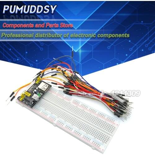 1sets/(3PCS) MB102 830 Point Solderless PCB Breadboard with 65PCS Jump Cable Wires and starter kit new