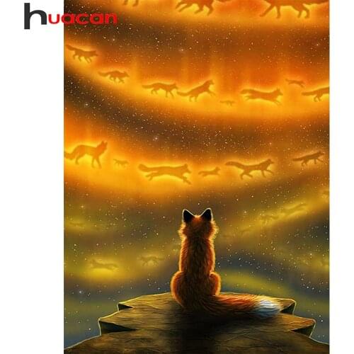 Huacan Diamond Art Painting Fantasy Fox Home Decor Embroidery Mosaic Animal Home Decoration Gift