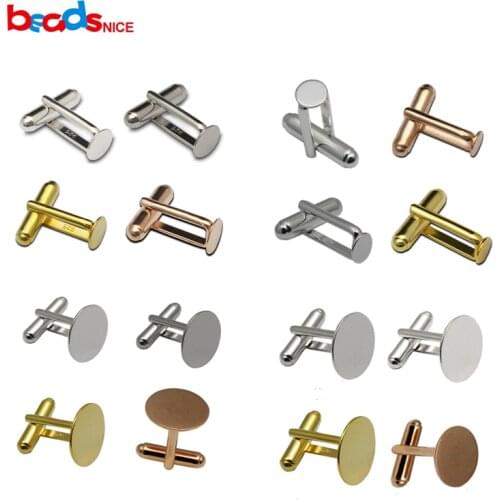 Beadsnice 925 Sterling Silver Cufflink Blanks Mens Jewelry Handmade Cufflink Findings with Flat Pad DIY for him ID34587