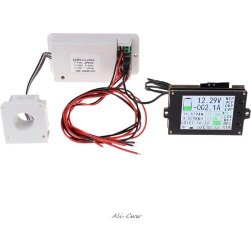 Wireless Multifunction Voltmeter Ampere Meter DC 0-80V 0-300A with Hall Sensor Wireless Data Transmission Hall Sensor color LCD