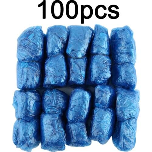 Household!100Pcs Disposable Plastic Shoe Covers Rooms Outdoors Waterproof Rain Boot Carpet Clean Overshoes Shoe Care Kits