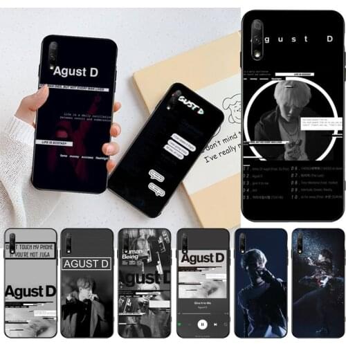CUTEWANAN Agust D Black TPU Soft Phone Case Cover for Huawei Honor 30 20 10 9 8 8x 8c v30 Lite view pro