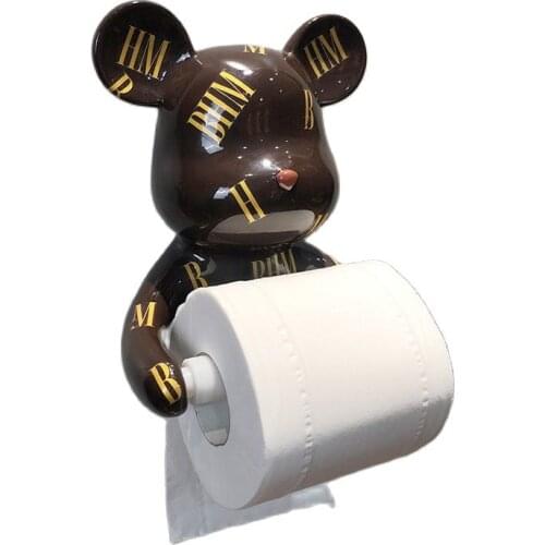 Luxury Bear Napkin Holder Kitchen Bathroom Toilet Holder Wall Hanging Napkins Punch-Free Tissue Towel Tissue Box Holder Gift