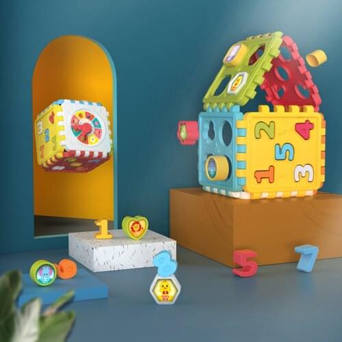 Baby Multi Shape Sorter Intelligence Box Cognitive Match Building Blocks Activity Cube Early Educational Toys For Children Gift