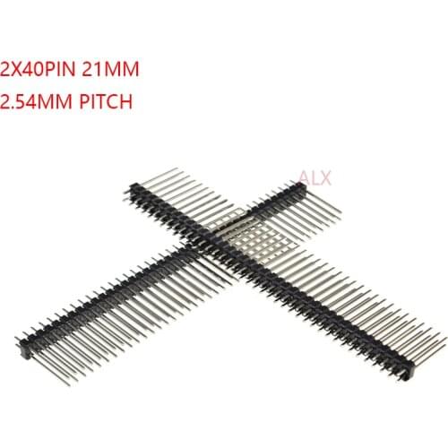5PCS 2X40 PIN Double row MALE 2.54MM PITCH 21MM LONG PIN Header connector Strip 2X40PIN 2*40 40p 40PIN FOR PCB BOARD ARDUINO