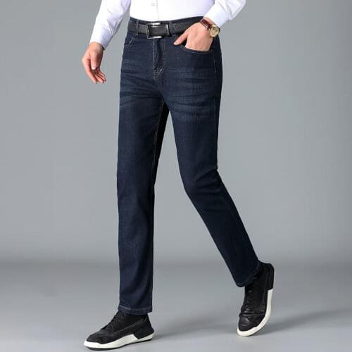 Spring new mens jeans slim business Korean fashion joker stretch small straight tube casual jeans pants boyfriend jeans denim