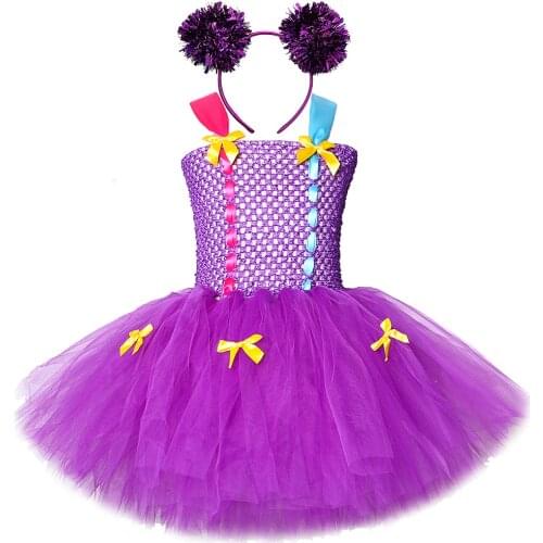 Purple Lol Surprise Dress for Girls Lol Doll Costume Halloween Bebe Kids Tulle Outfit Birthday Girl Tutu Dresses with Headband